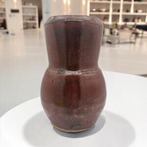 Studio Pottery Art Vase 6.75" Rustic Speckled Red Brown Glazed Farmhouse Decor